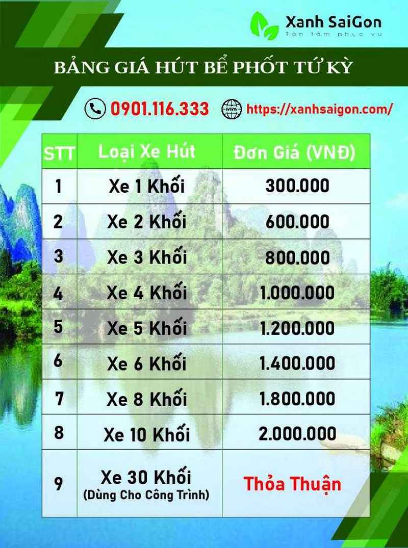 Báo giá dịch vụ hút bể phốt tại Tứ Kỳ của Xanhsaigon