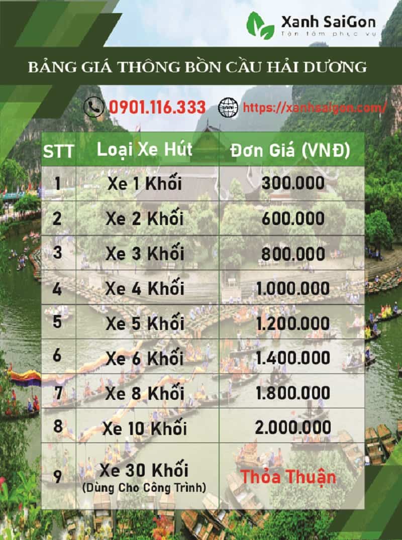 Báo giá chi phí thông bồn cầu Hải Dương của Xanhsaigon 