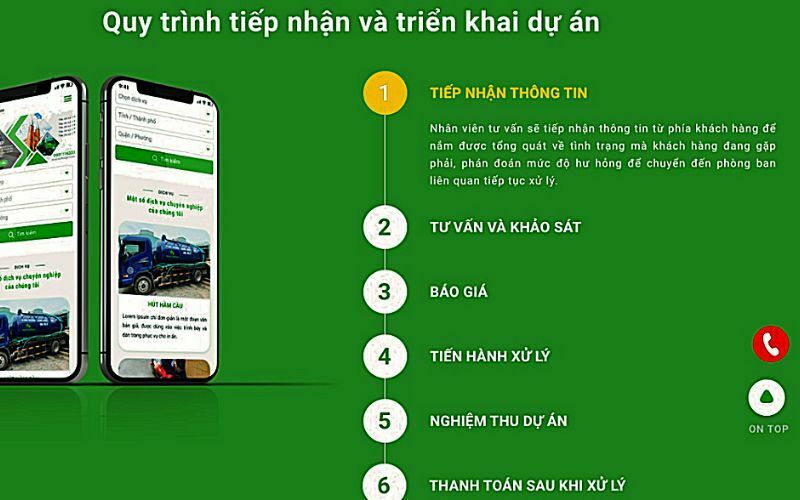 Quy trình tiếp nhận dự án hút bể phốt Việt Trì của Xanhsaigon