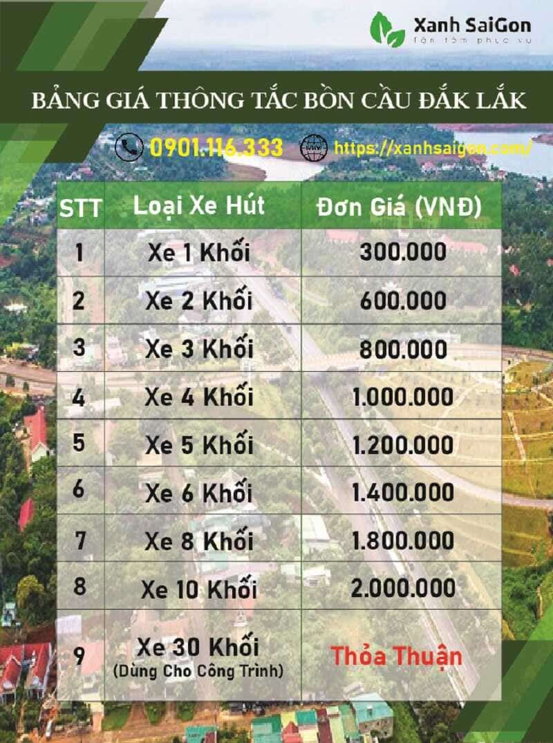 Thông tắc bồn cầu Đắk Lắk của Xanhsaigon tốn bao nhiêu tiền