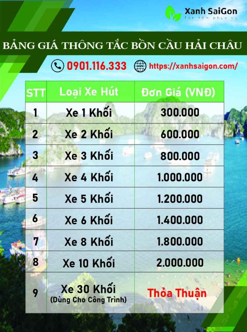 Báo giá chi tiết dịch vụ thông tắc bồn cầu Hải Châu của Xanhsaigon