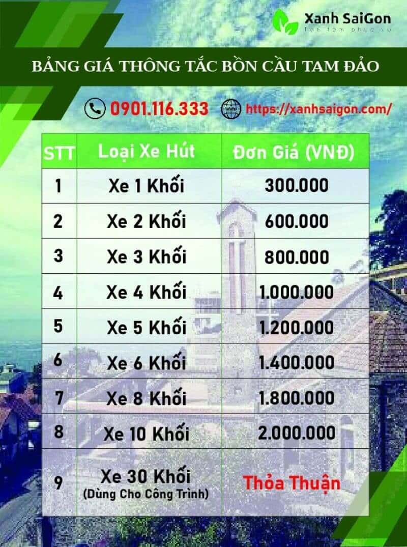 Báo giá thông tắc bồn cầu Tam Đảo của Xanhsaigon