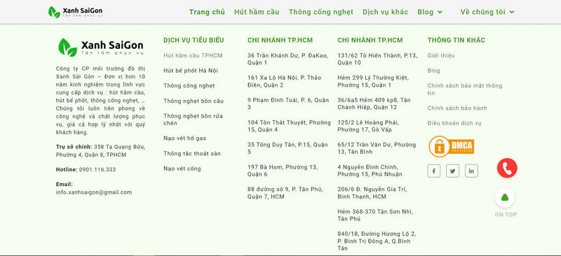 Thông tin liên hệ dịch vụ hút bể phốt tại Yên Khánh của Xanh Sài Gòn